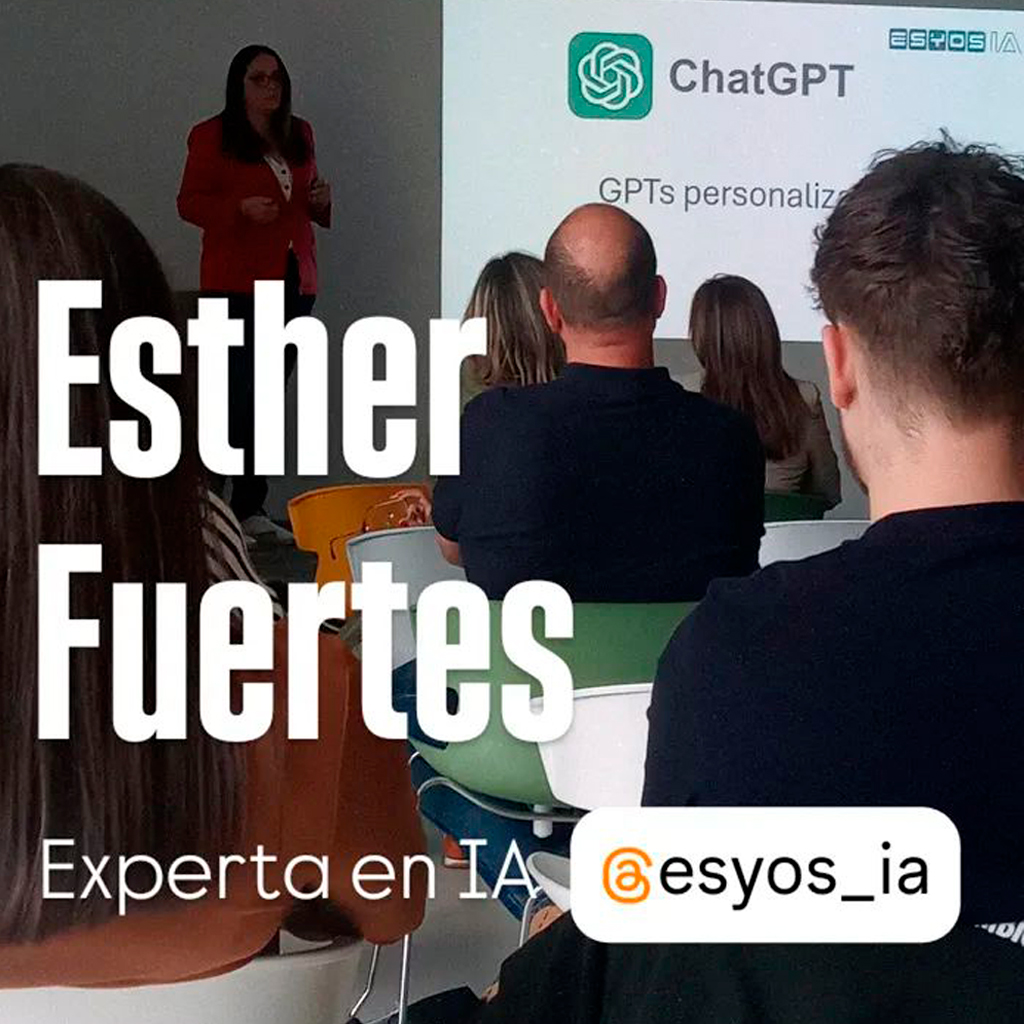 Esther Fuertes Muñoz dando una charla sobre Inteligencia Artificial aplicada a las PYMES